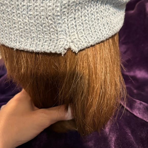 **Bundle4Discount!**  Sky blue wool turban with sequin flower detail - Picture 4 of 4